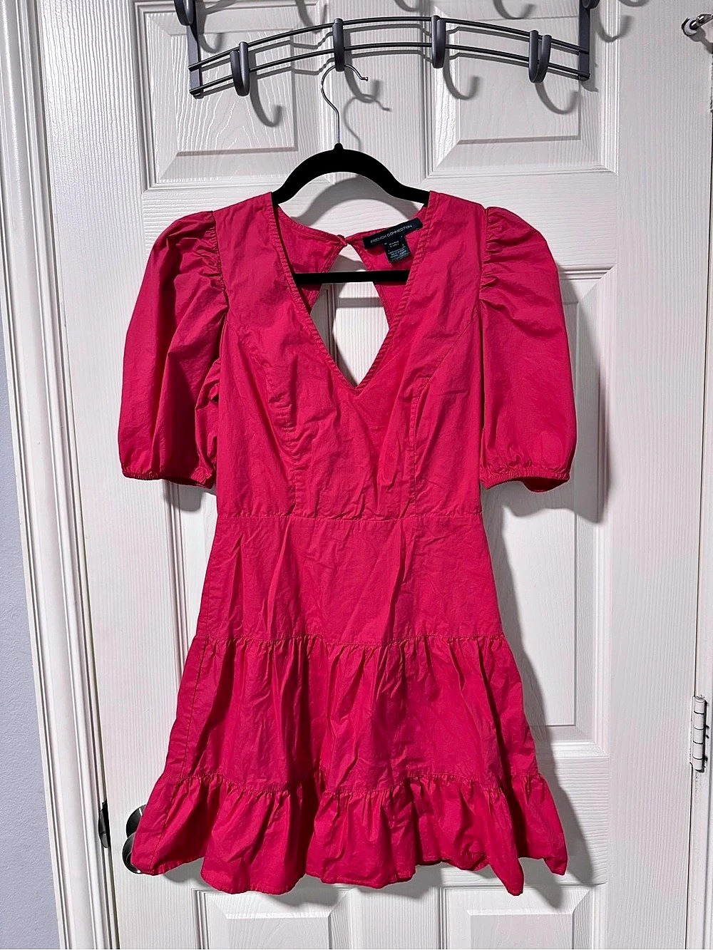 French Connection Pink Puff Sleeve Mini Dress Size XS